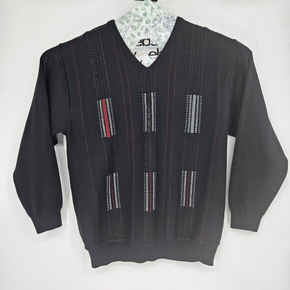 Vintage Marcello Sweater Mens Extra Large Black 90s Merino Wool Blend Italy XL - Picture 1 of 10